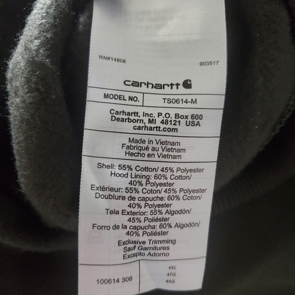 Carhartt Rain Defender® Loose Fit Heavyweight Full-Zip Sweatshirt Men's Size 4XL - Picture 6 of 6